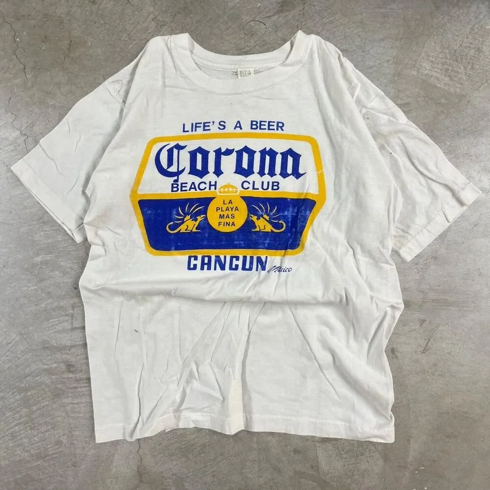 Vintage 90s Corona Beer Beach Club mens white t-shirt